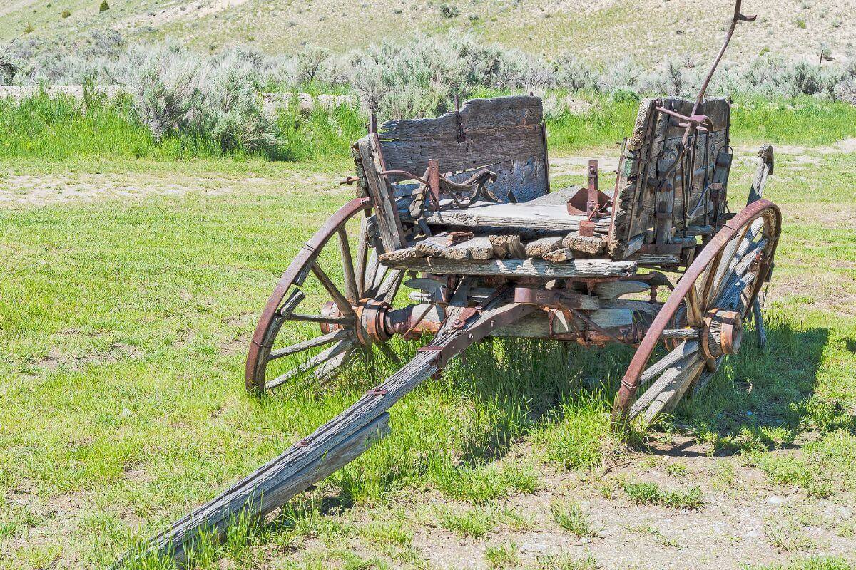 An Old Broken Wagon in a Field