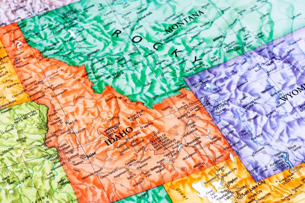 Colorful Map of Idaho and Montana