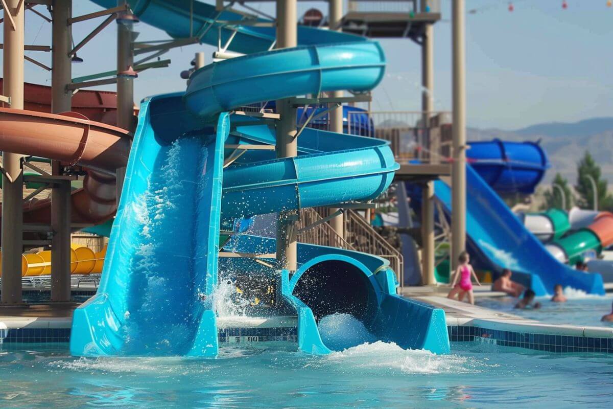 Different types of water slides that lead to separate pools as seen in Montana's Last Chance Splash Water Park