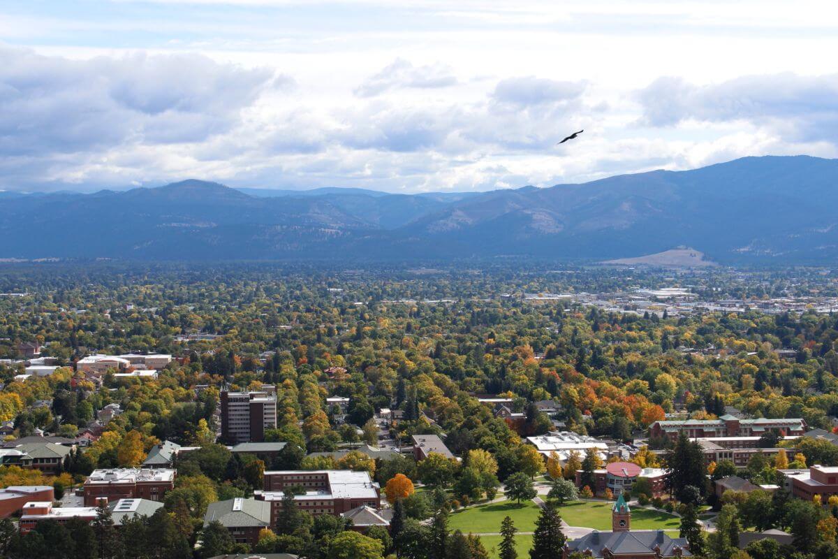 Arial view of Downtown Missoula