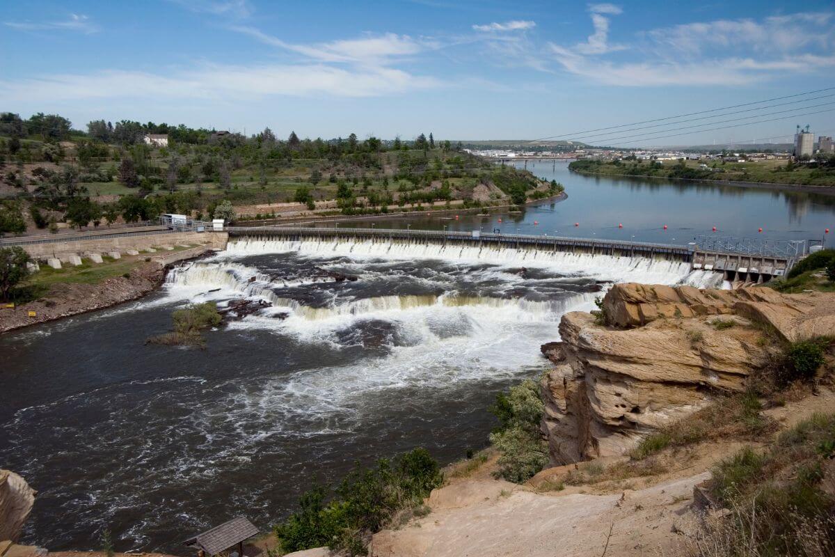 A View of a River in Great Falls, Montana