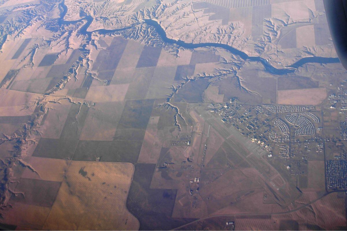 An aerial view of Montana's terrain from high above.
