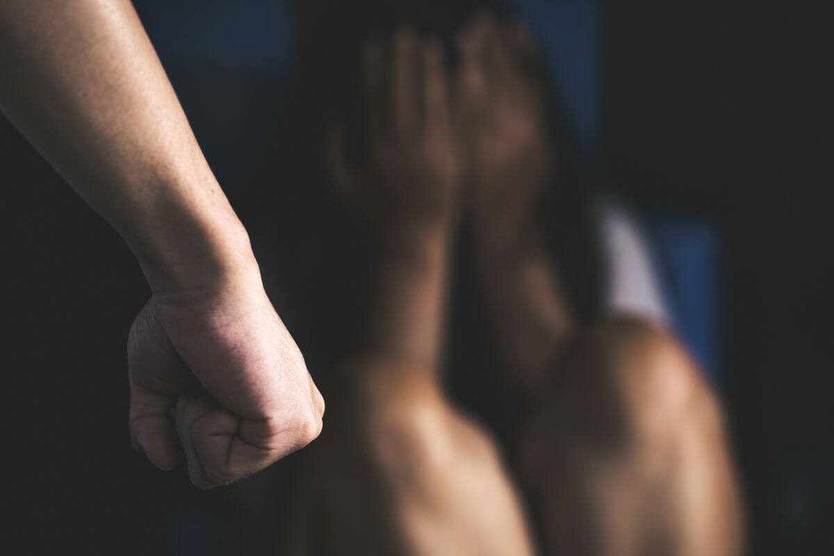 Man Closed Fist in Front of a Crying and Scared Woman