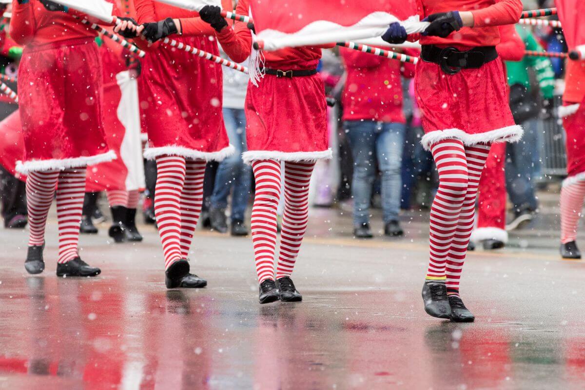 A group of women dressed as Santa Claus spread cheer in Montana during the chilly month of February.