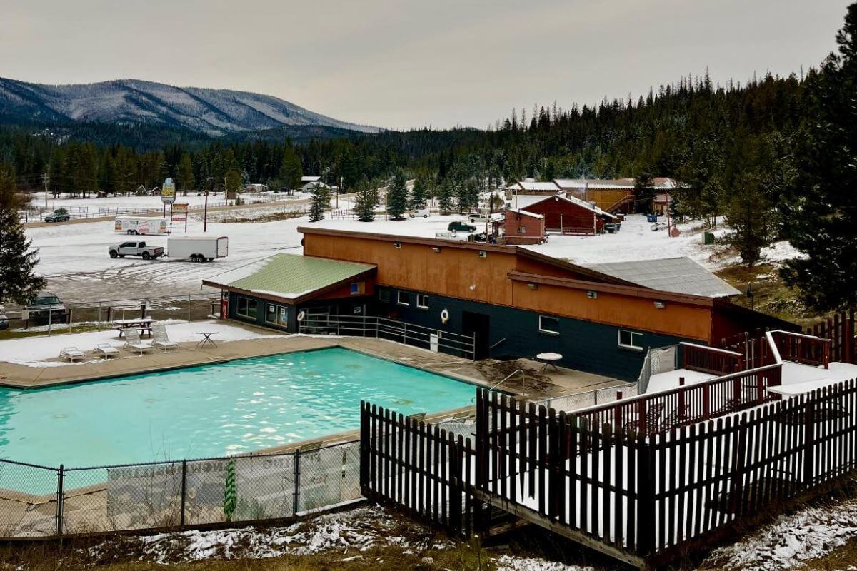 Lolo Hot Springs in Montana as seen during wintertime