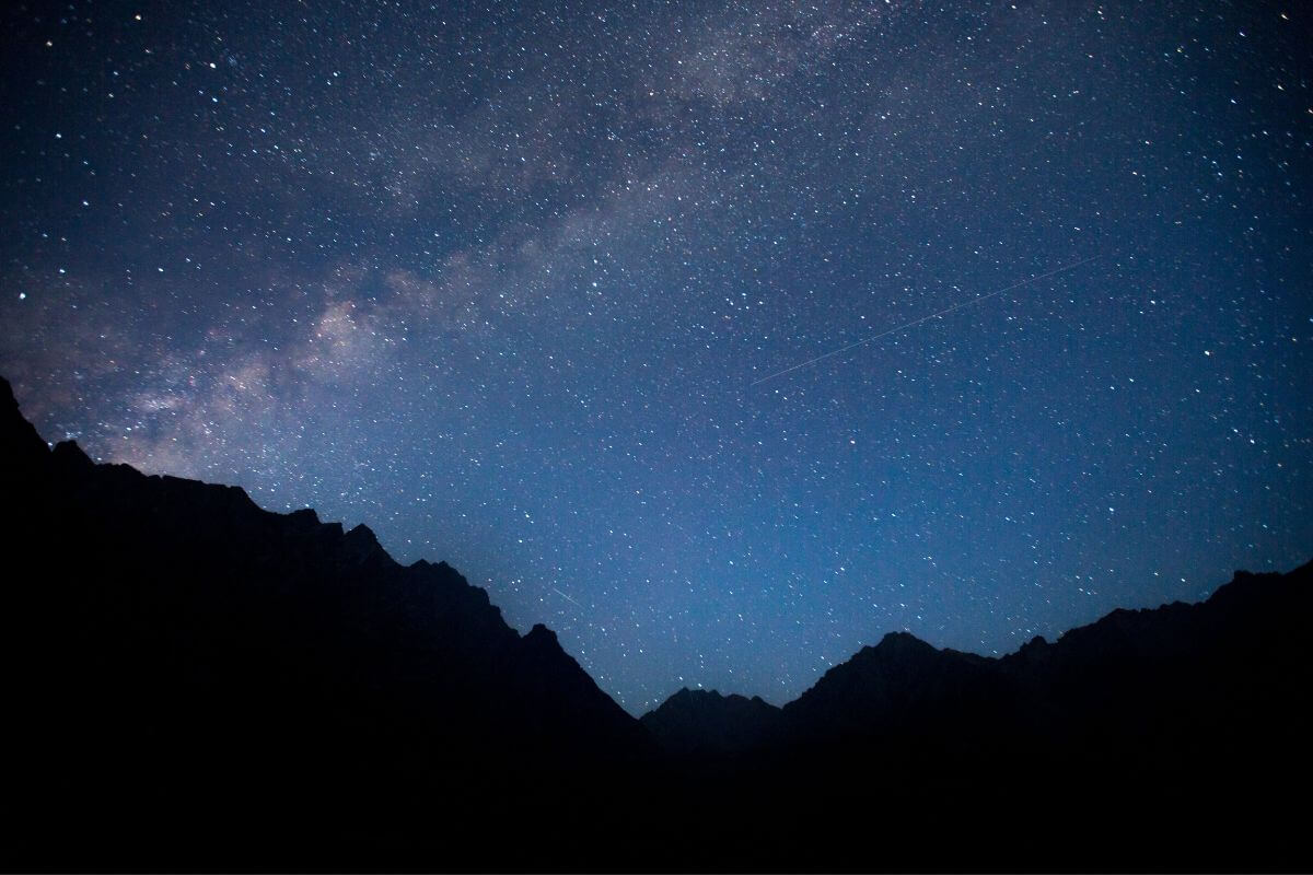 Stars above a Montana mountain range.