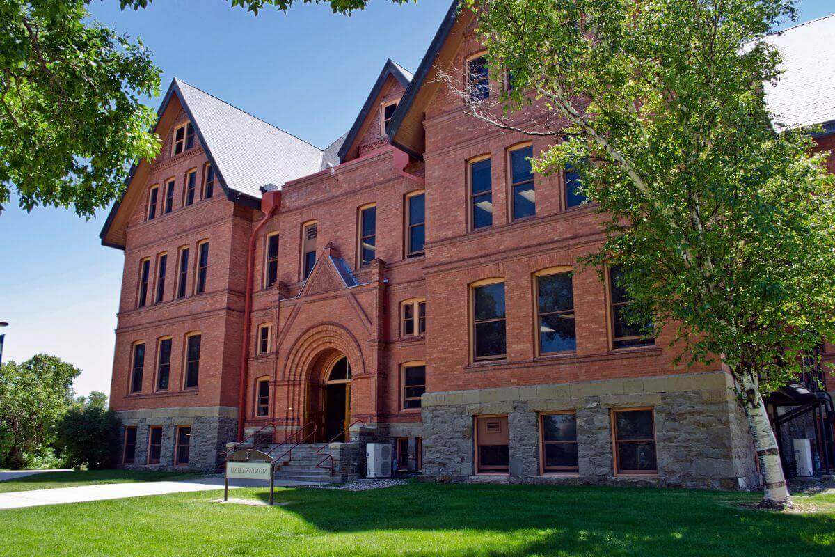 A large red brick building in Montana.