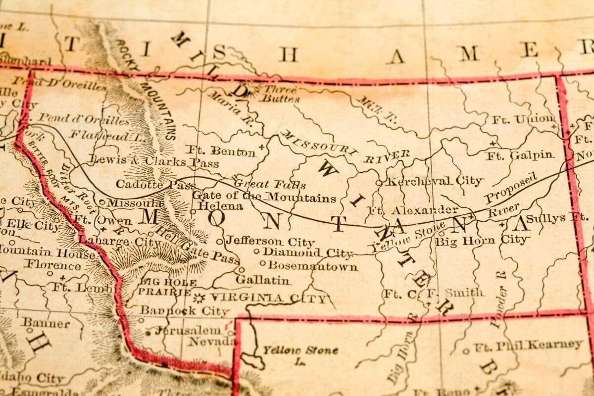 A map of the state of Montana with cities.