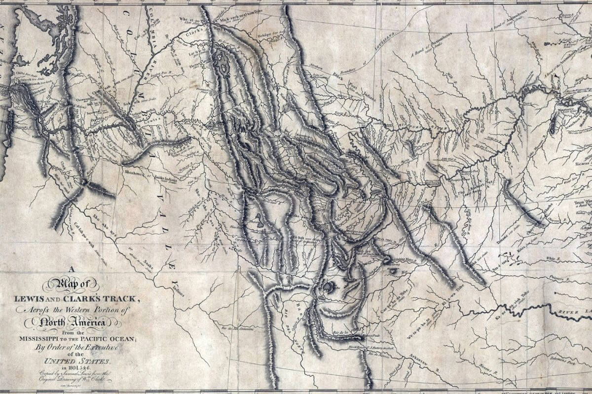An old map of Lewis and Clark track.