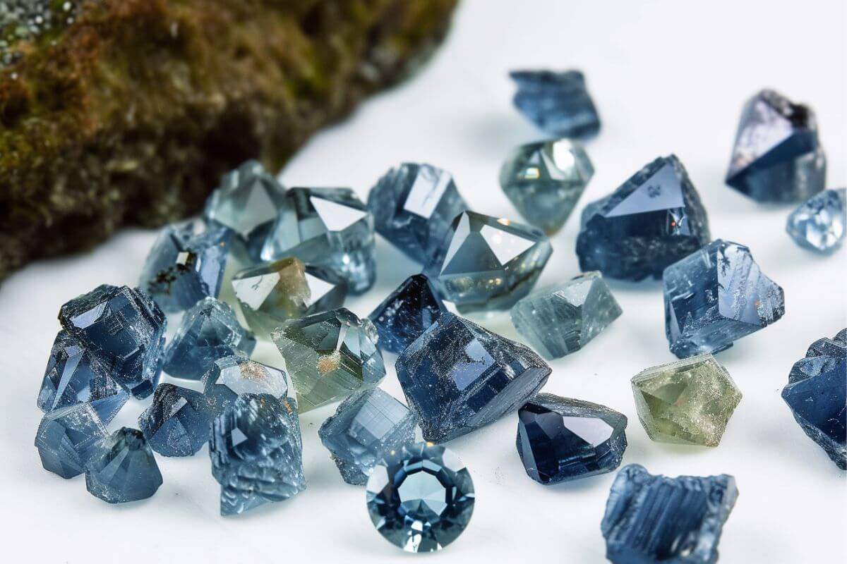 A pile of blue Montana sapphires.