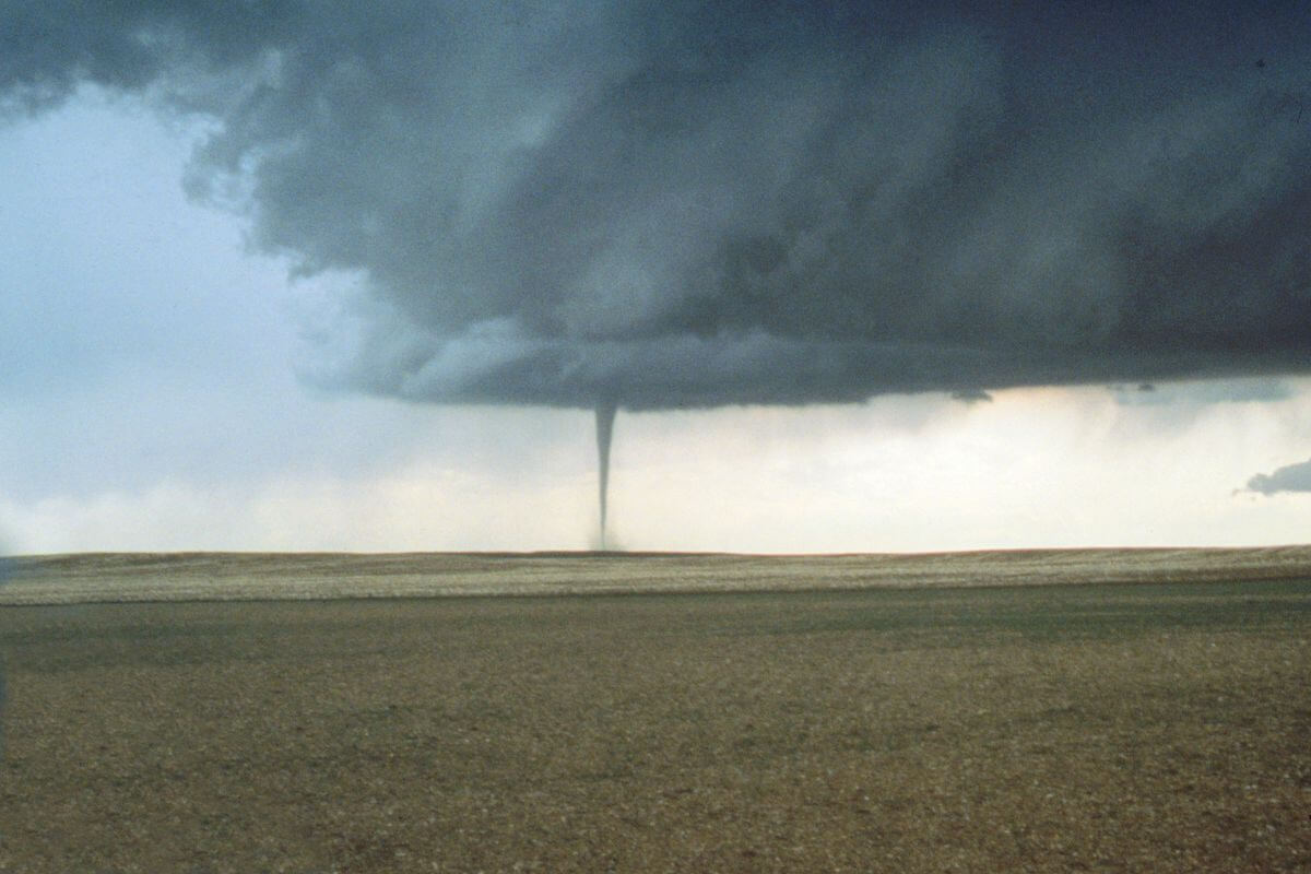 A tornado in the middle of a field in Montana.