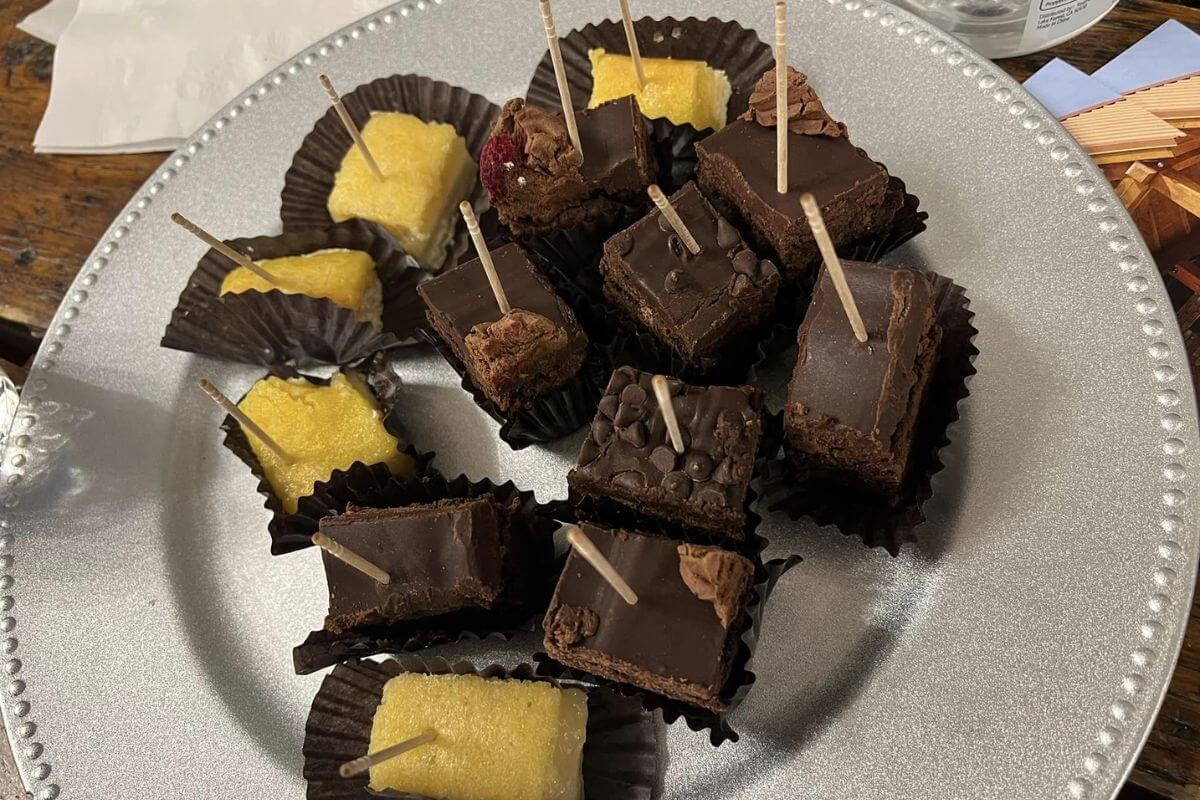A platter of brownies and cake bites from Pintler’s Portal Hostel, a featured stop on the Southwest Montana Chocolate-Lovers Trail.