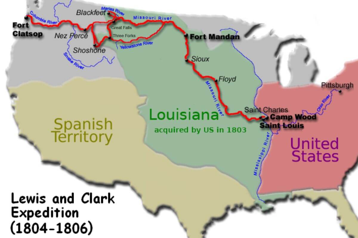 The Lewis and Clark expedition map, showcasing Montana's historical events.
