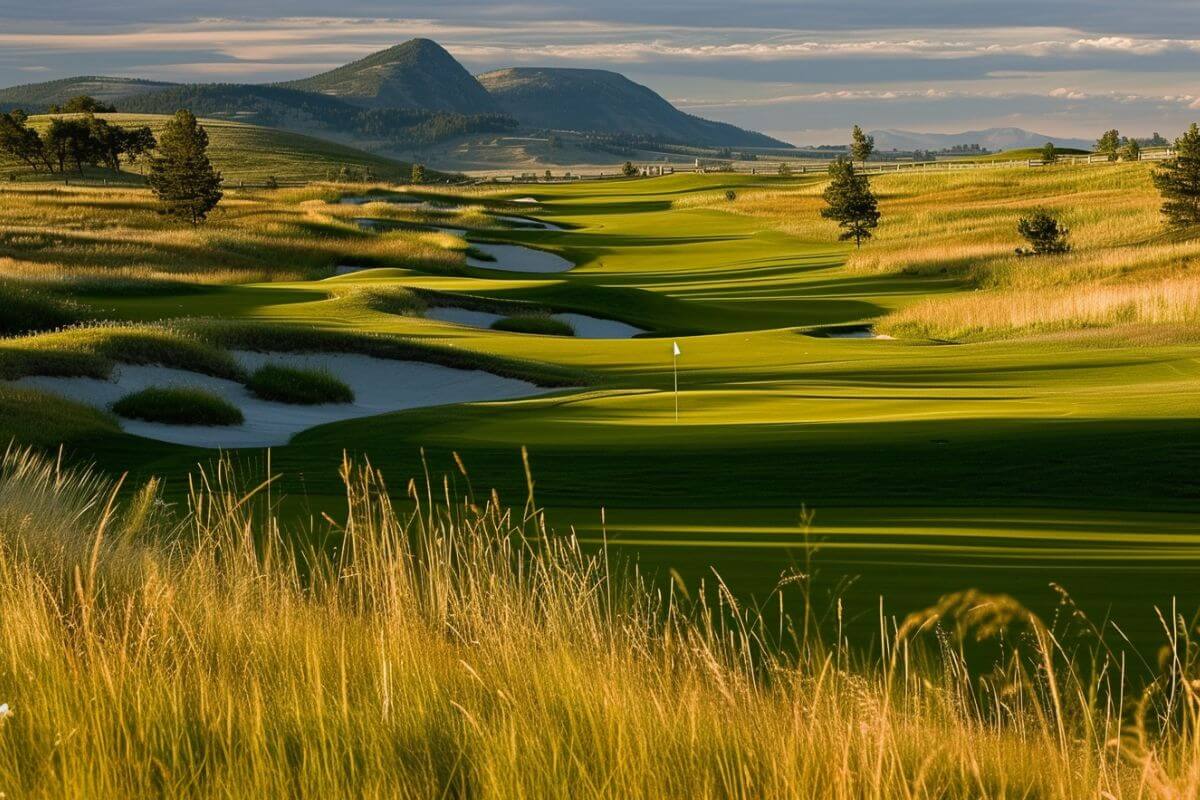 A golf course nestled in the mountains at The Ranch Club, Montana.