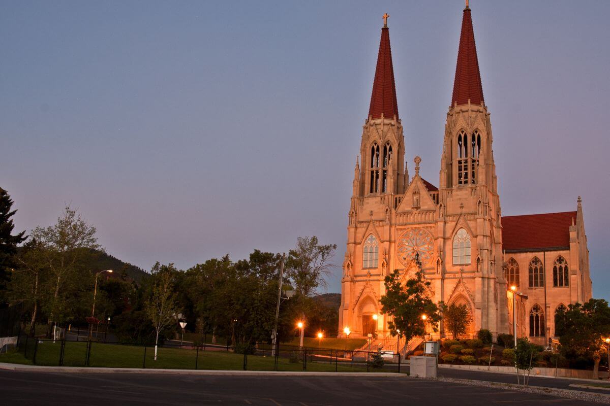 Cathedral of St. Helena at Dusk in Helena, Montana