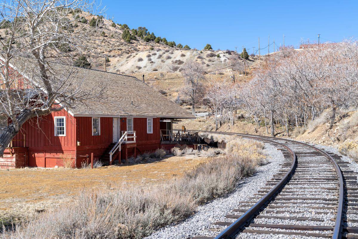 A Red Building by the Railroad in Montana
