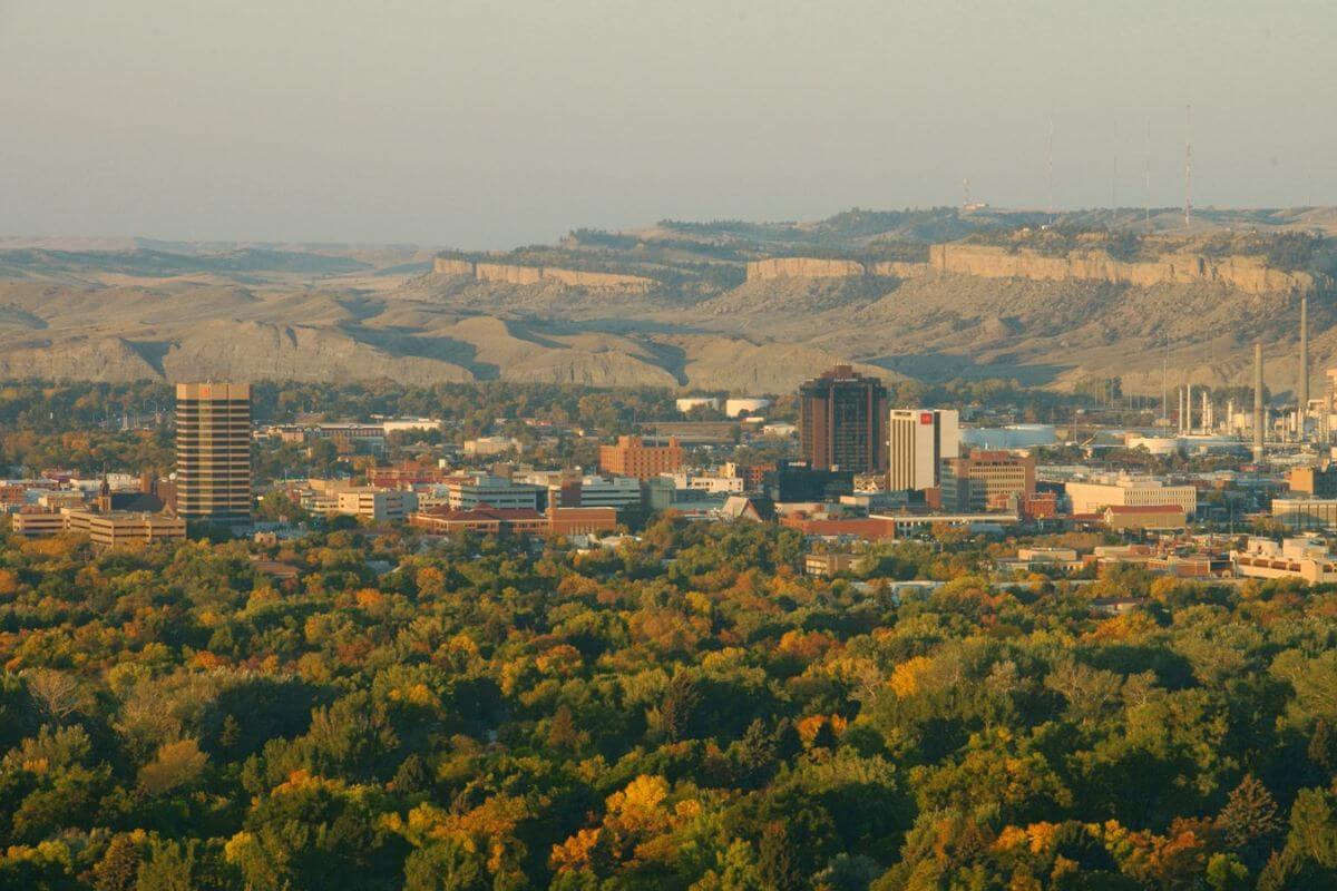 Billings, Montana nestled amid trees and mountains