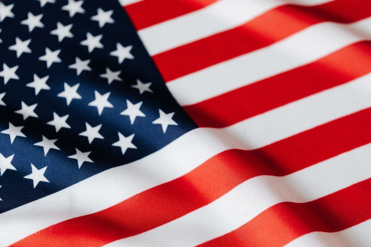A close up view of the American flag.