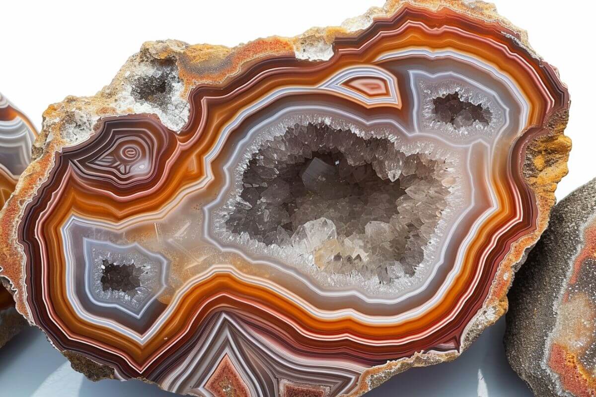 An orange and white-colored Montana agate.