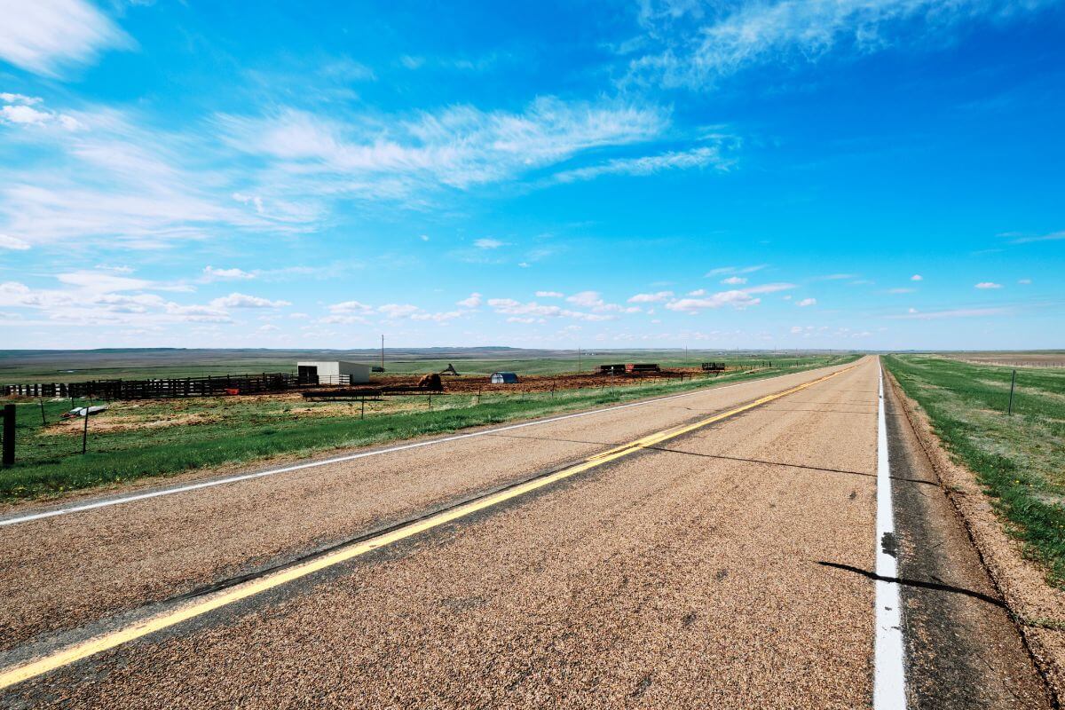 An empty road in Montana.