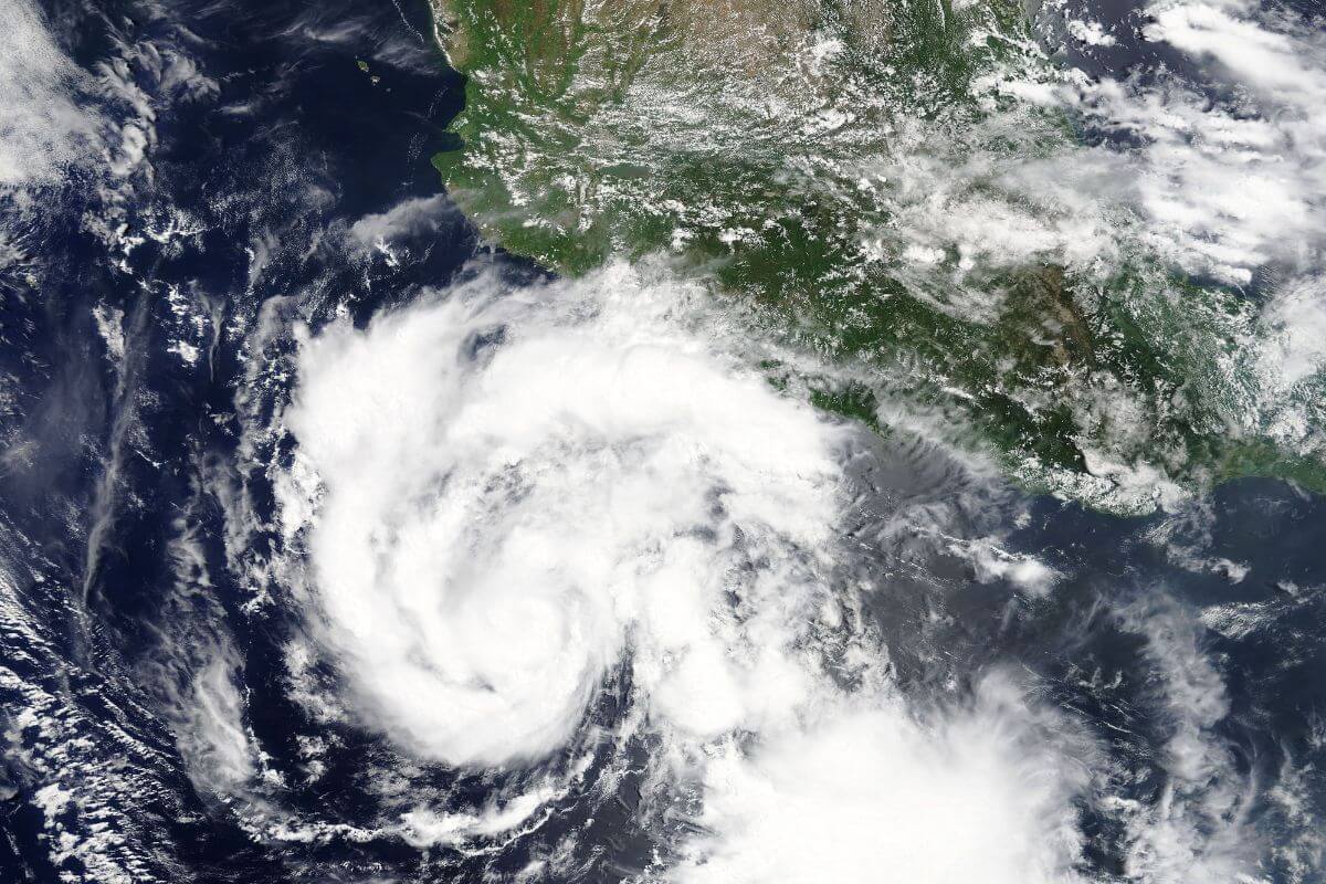 A satellite image of Hurricane Hilary.