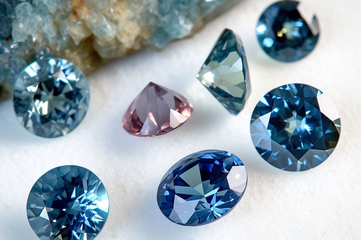 A set of blue and pink Montana sapphires.