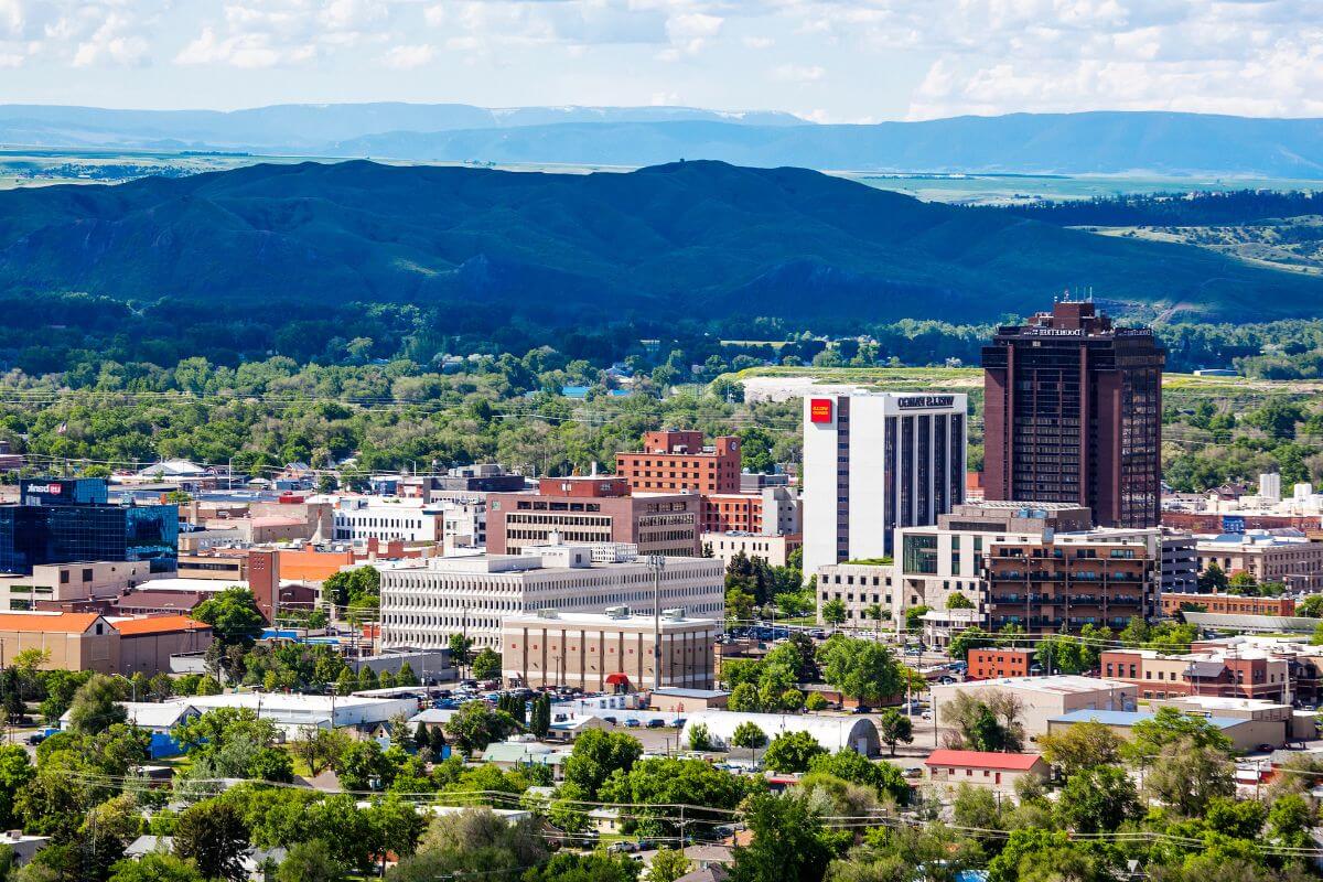 An aerial view of the city of Billings, Montana,