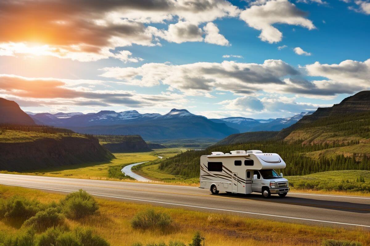 An RV Traveling Through Montana.