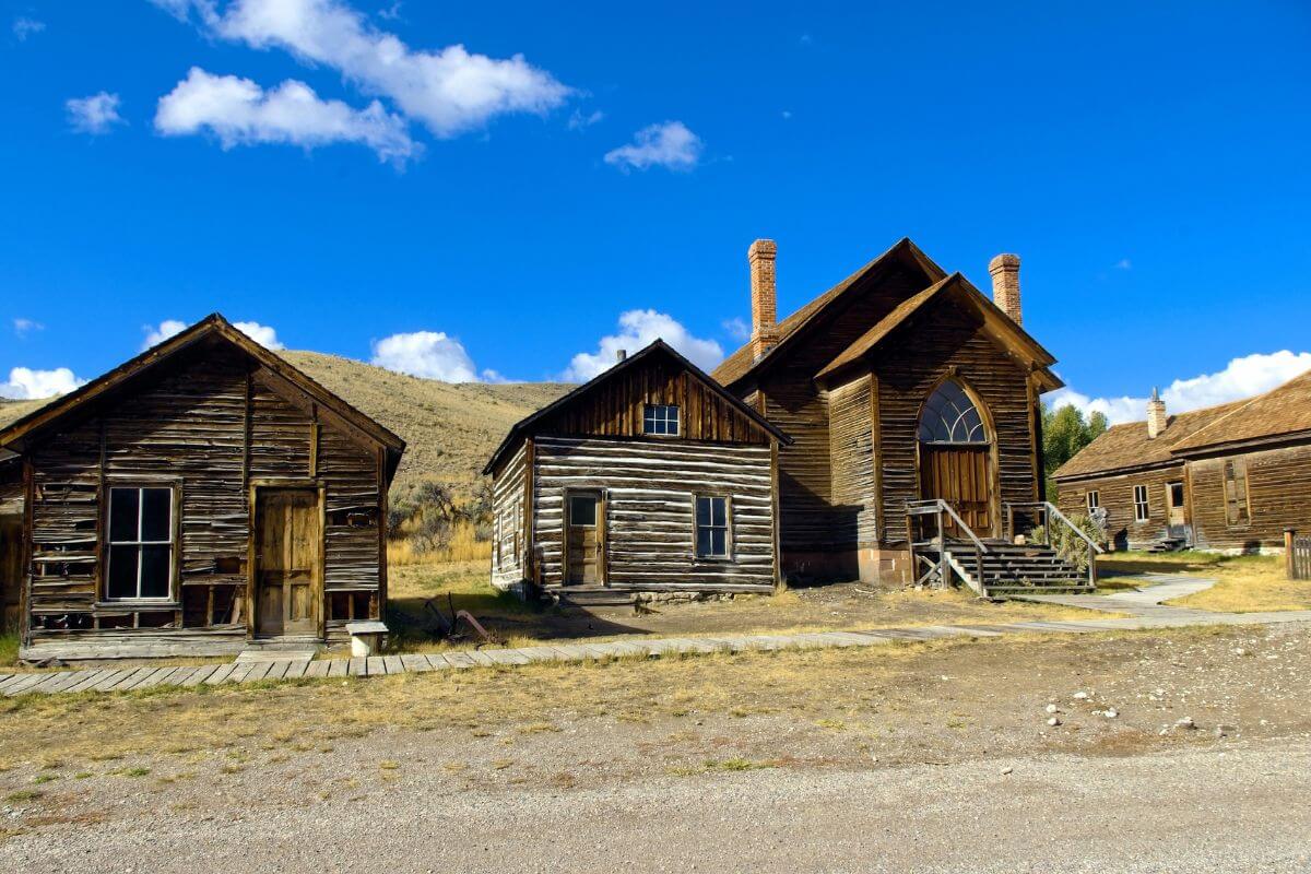 An old abandoned town that once thrived during Montana's Gold Rush Era