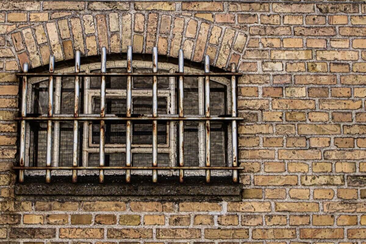 A View of a Prison Cell Window From the Outside