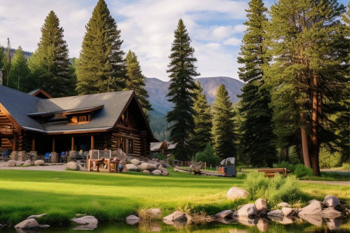 A rustic log cabin amid a gorgeous scenic landscape in Montana offers the perfect setting for a guys' getaway.