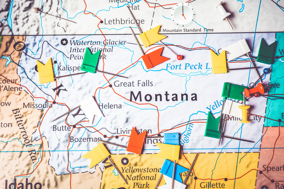 A map pointing to Montana.