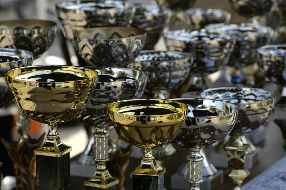 Collection of Silver and Gold Trophies