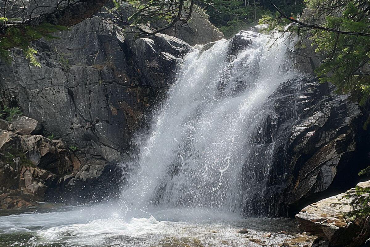 A view of the cascading waters of Holland Falls from the National Holland Falls Recreational Trail.