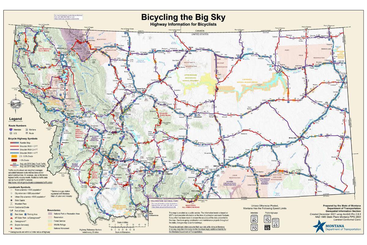 Montana's bicycle and pedestrian map.