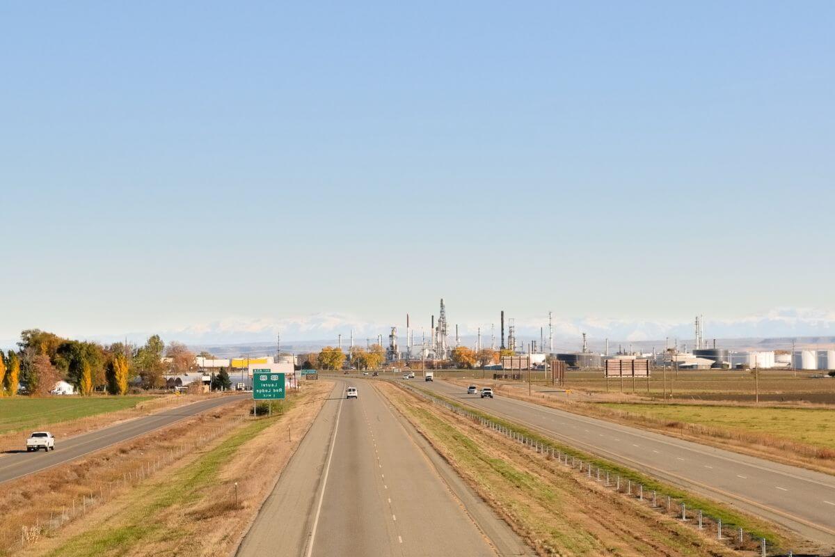 View of Montana Energy Oil Refinery From a Distance