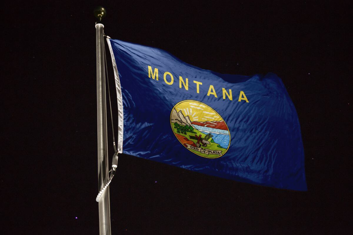 Montana Flag in Black Background
