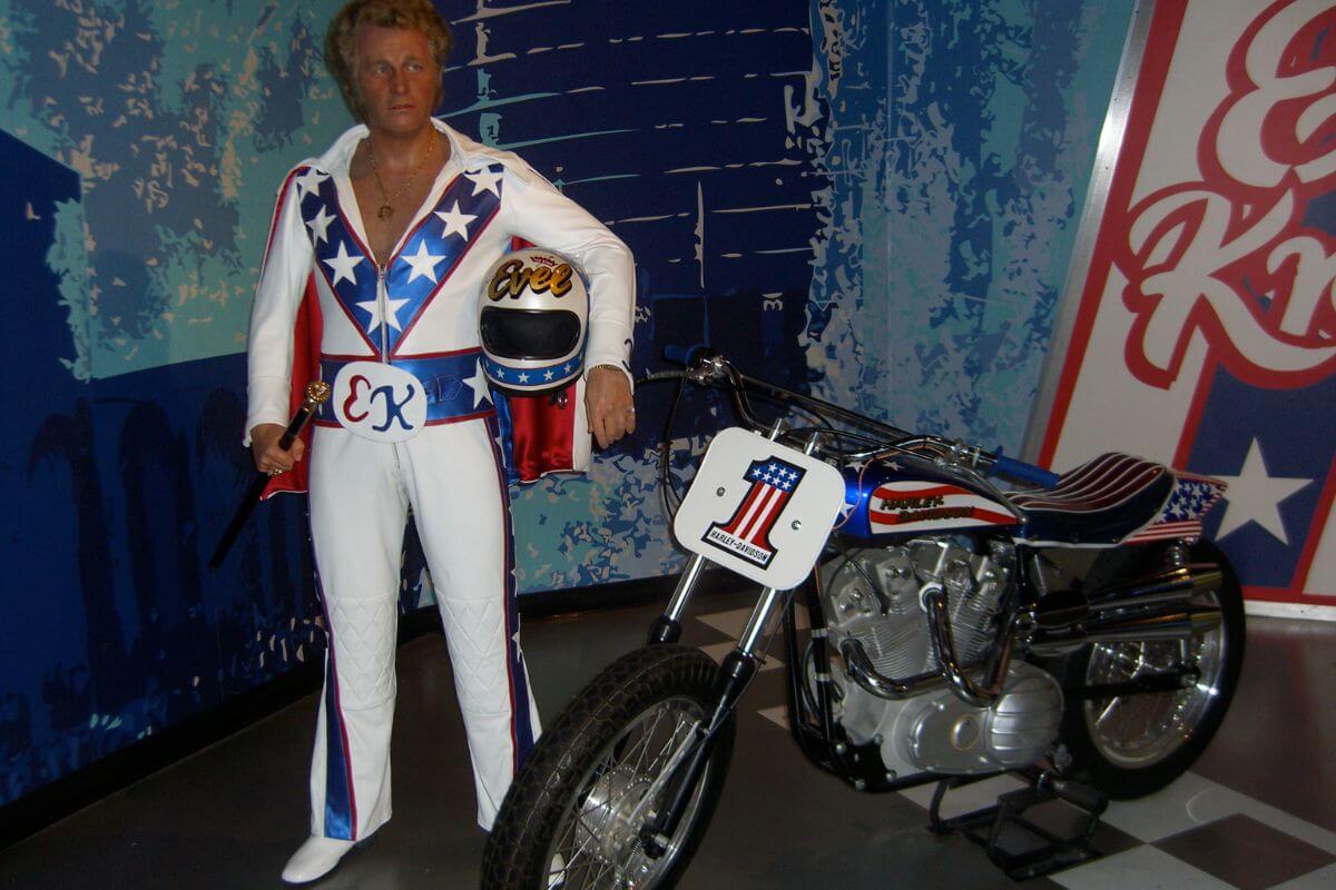 Evel Knievel with his Harley Davidson