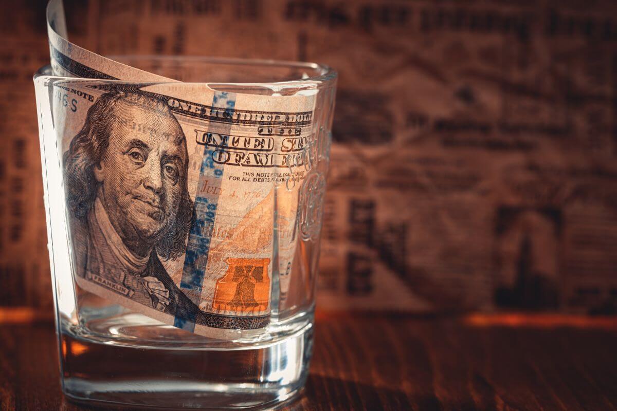 Five Hundred Dollar Bill Inside Shot Glass in Montana