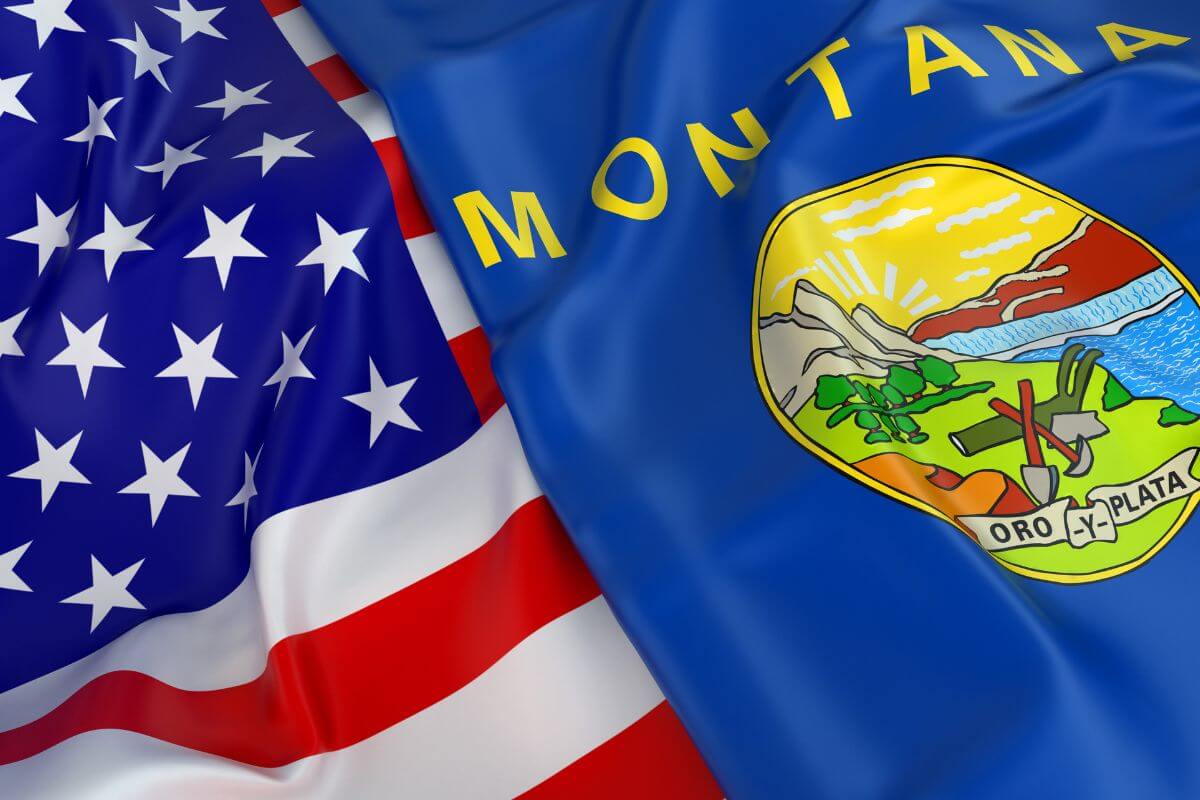 Montana Flag Beside United States Flag