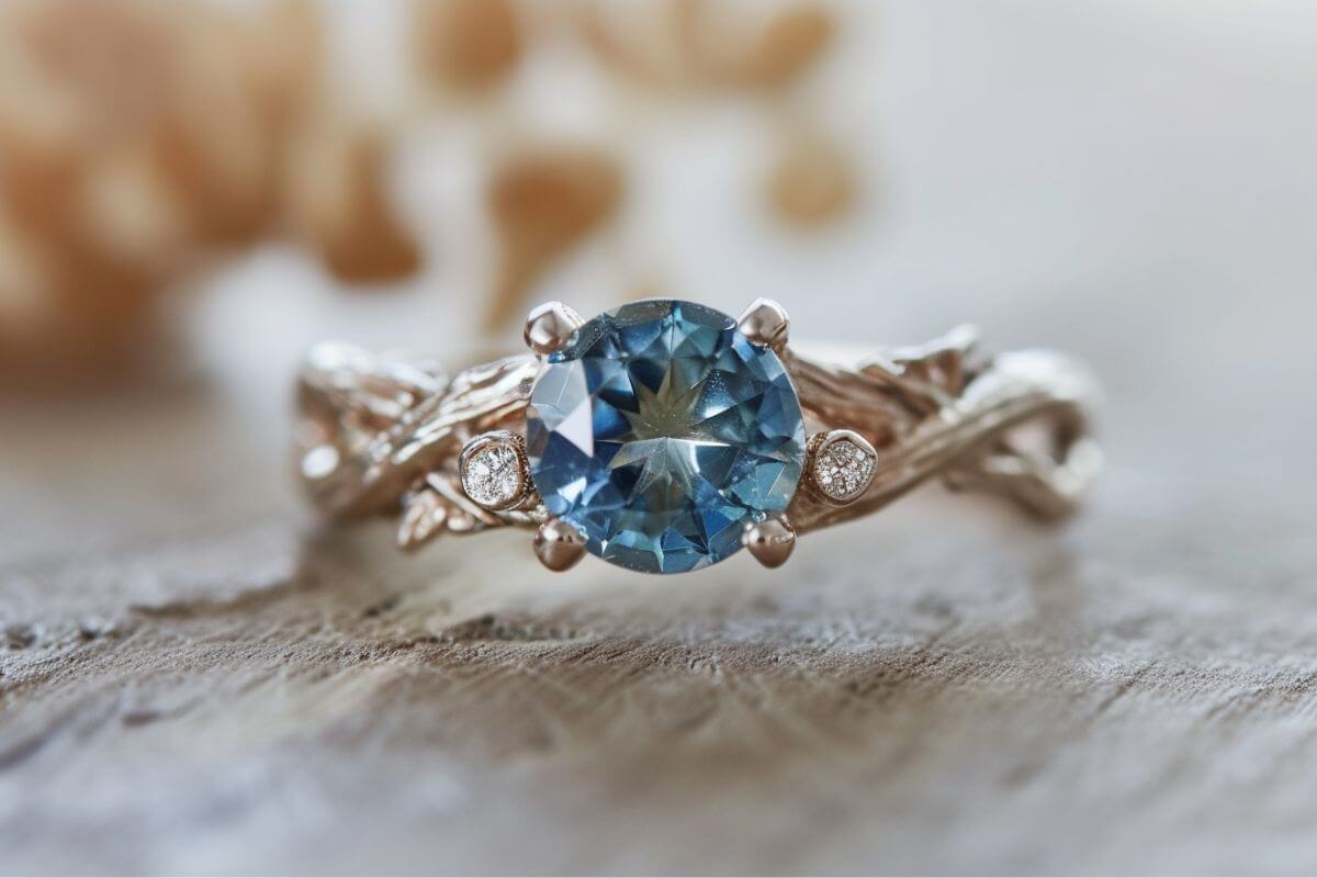 A blue Montana sapphire ring.