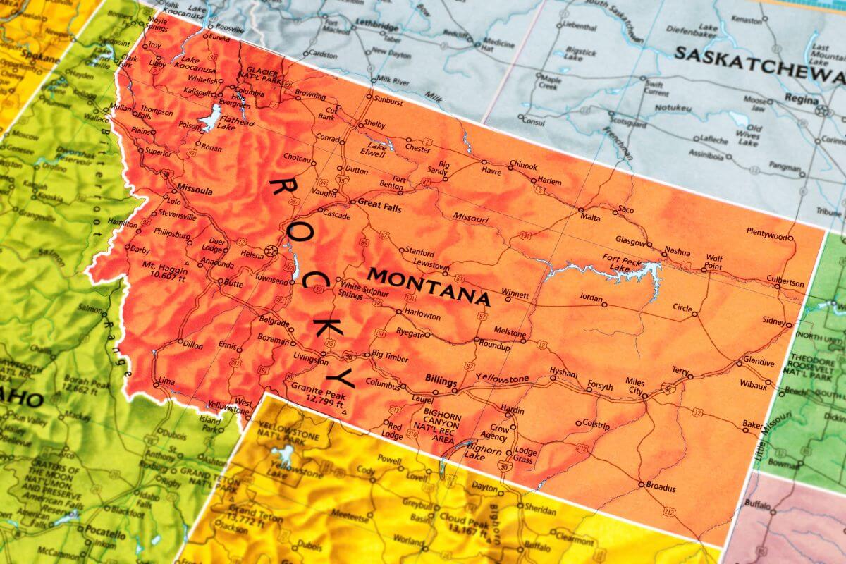 A map of the state of Montana.