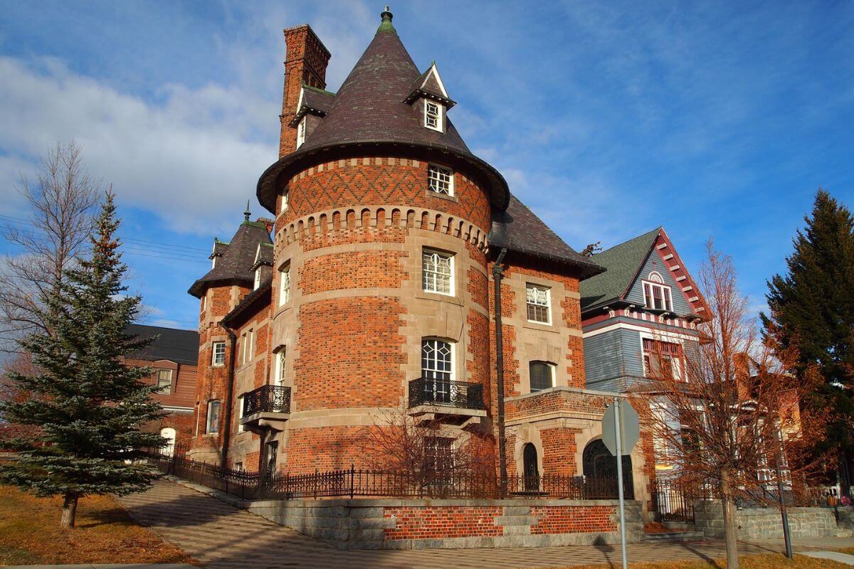 The eerie red brick building of Clark Chateau, famous for its paranormal occurrences