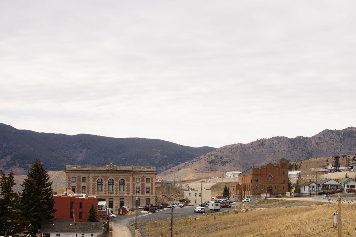 A Small Town Surrounded by Mountains in Montana