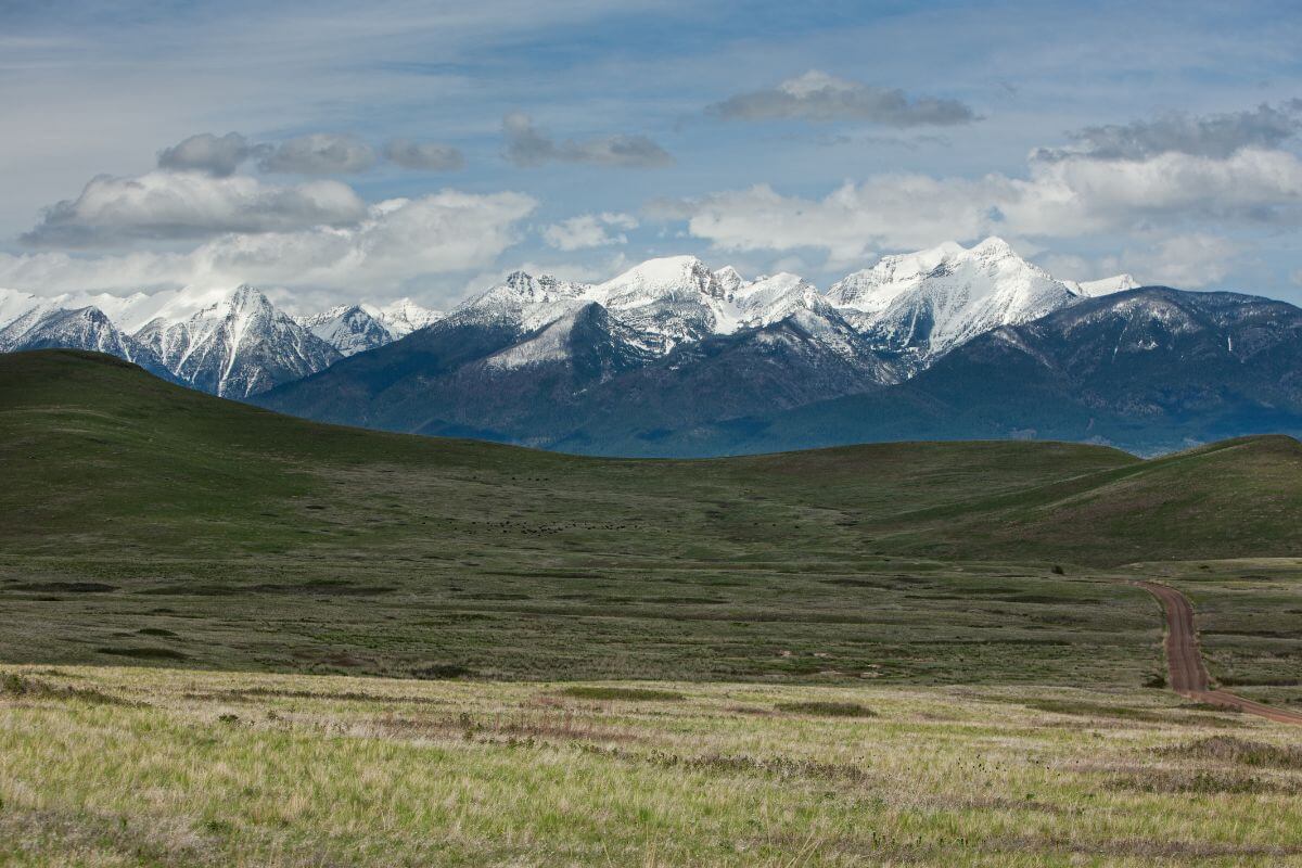 A Mountain Range With Snow Capped Mountains in Montana